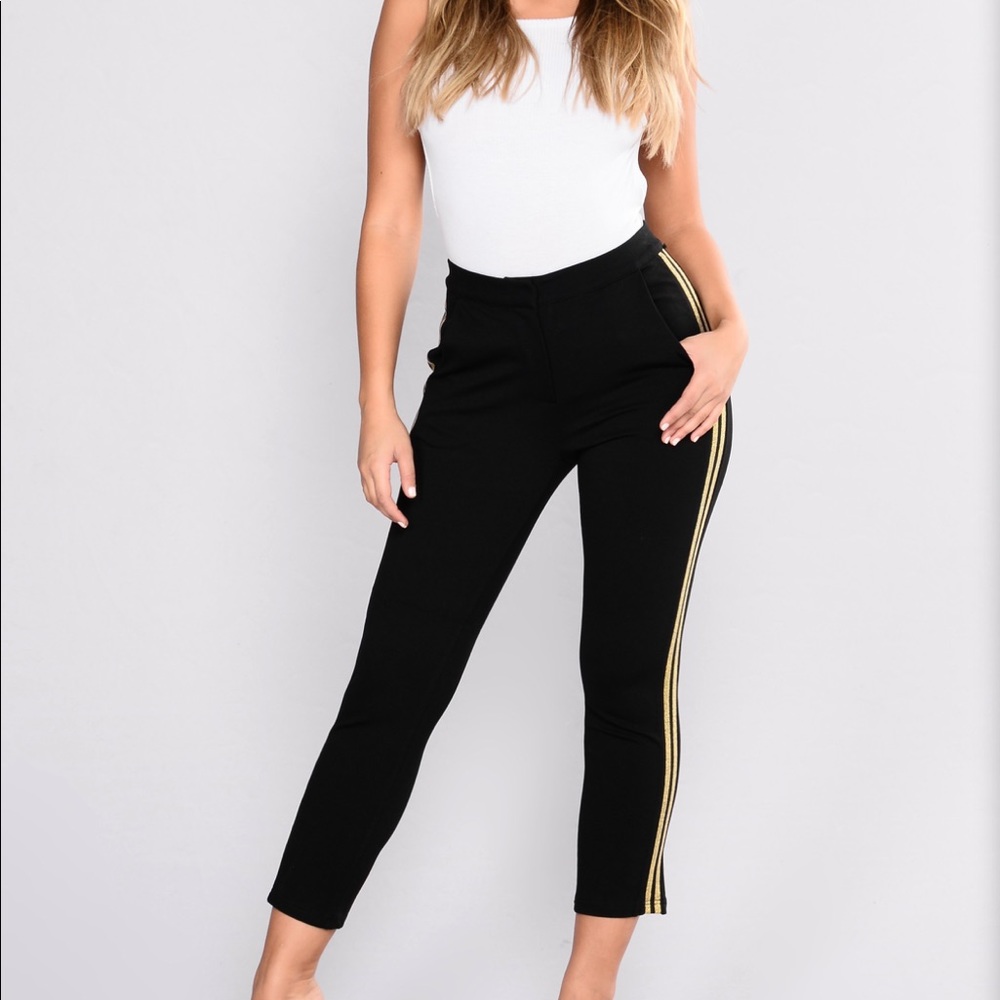 Fashion Nova gold stripe pants